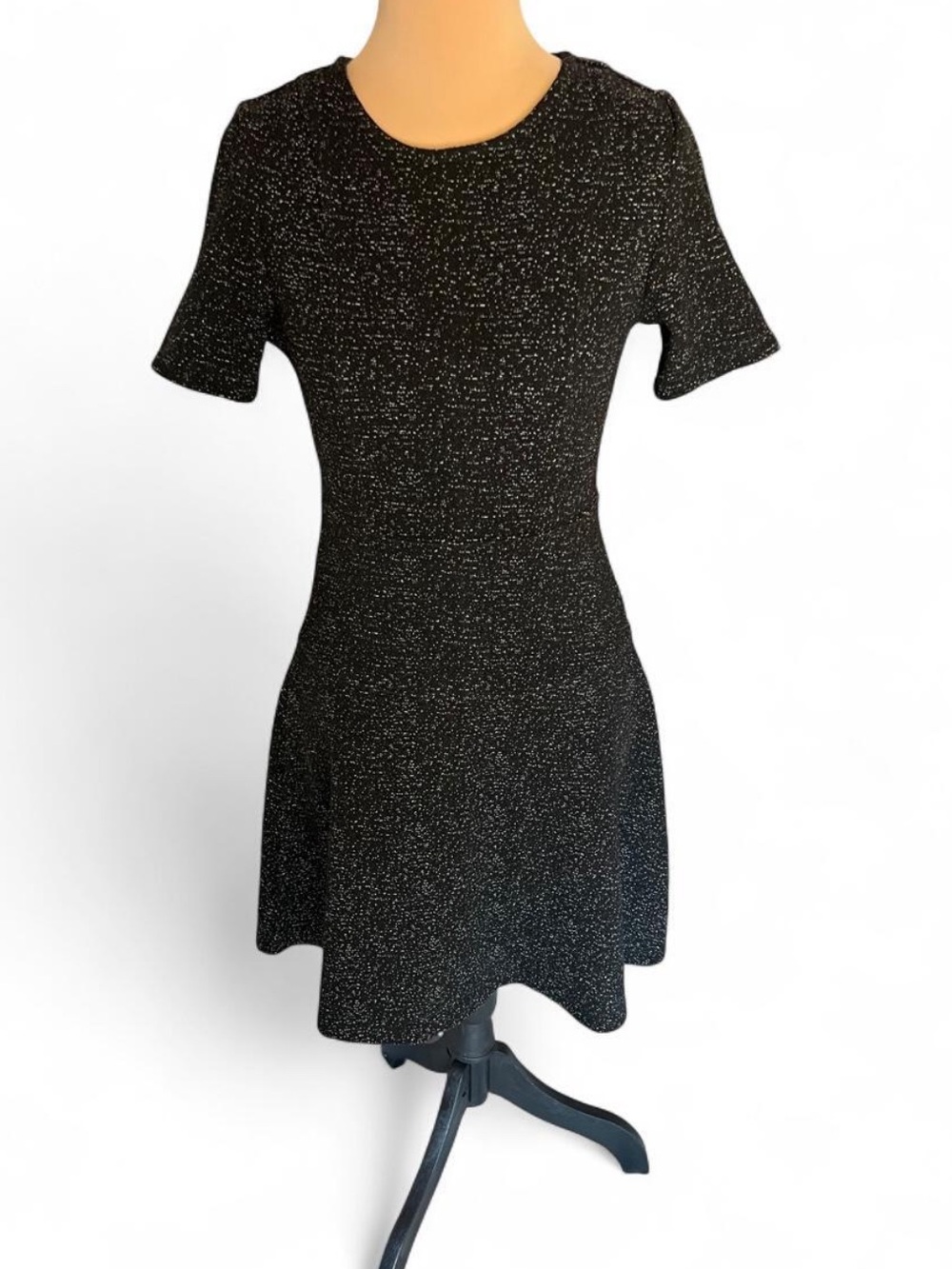 Lila Rose Black Knit Dress XS with White Speckles